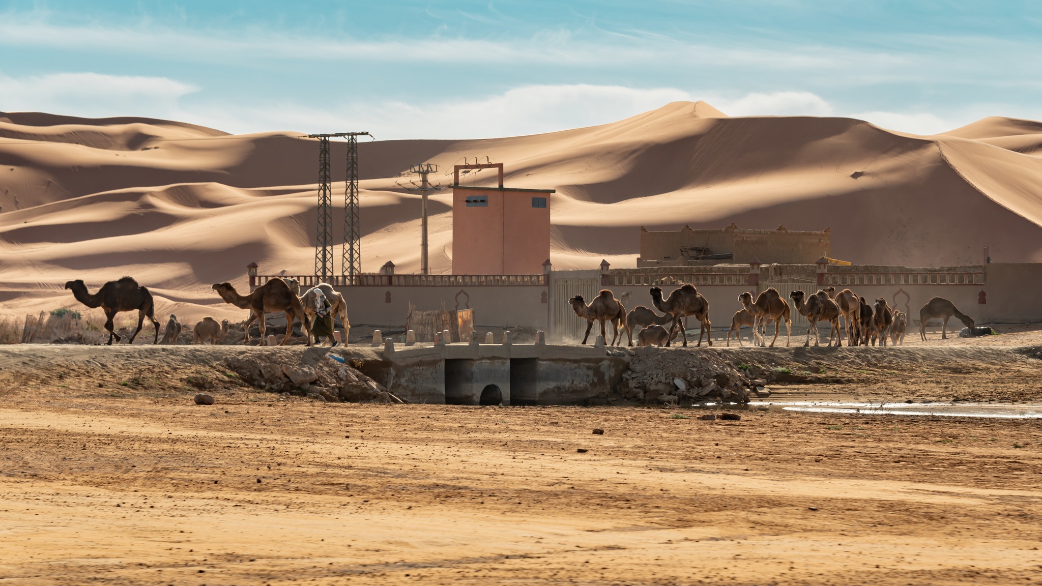 Erg Chebbi dunes at sunset near Merzouga, Morocco