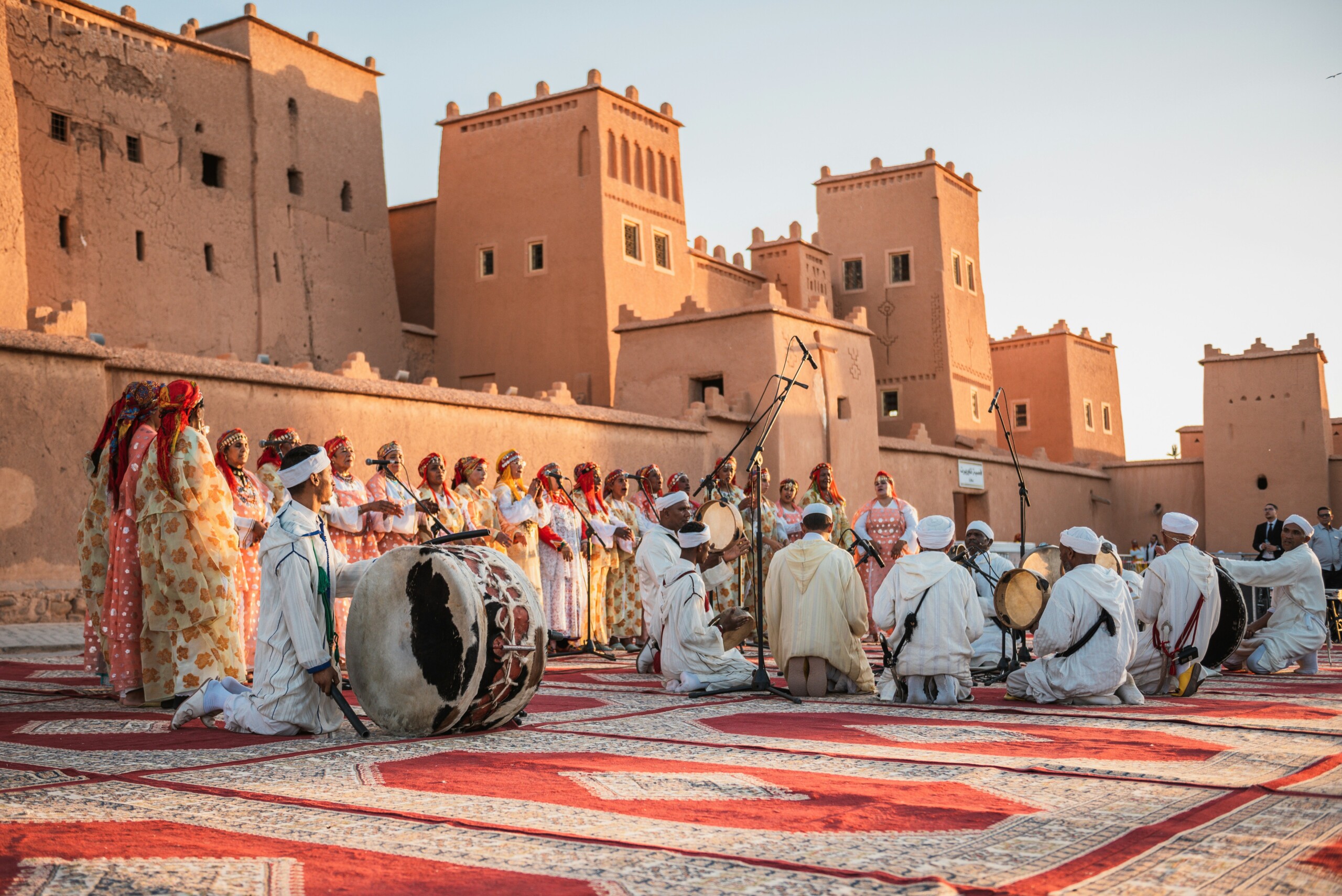 Kasbah near Ouarzazate at dusk, Morocco