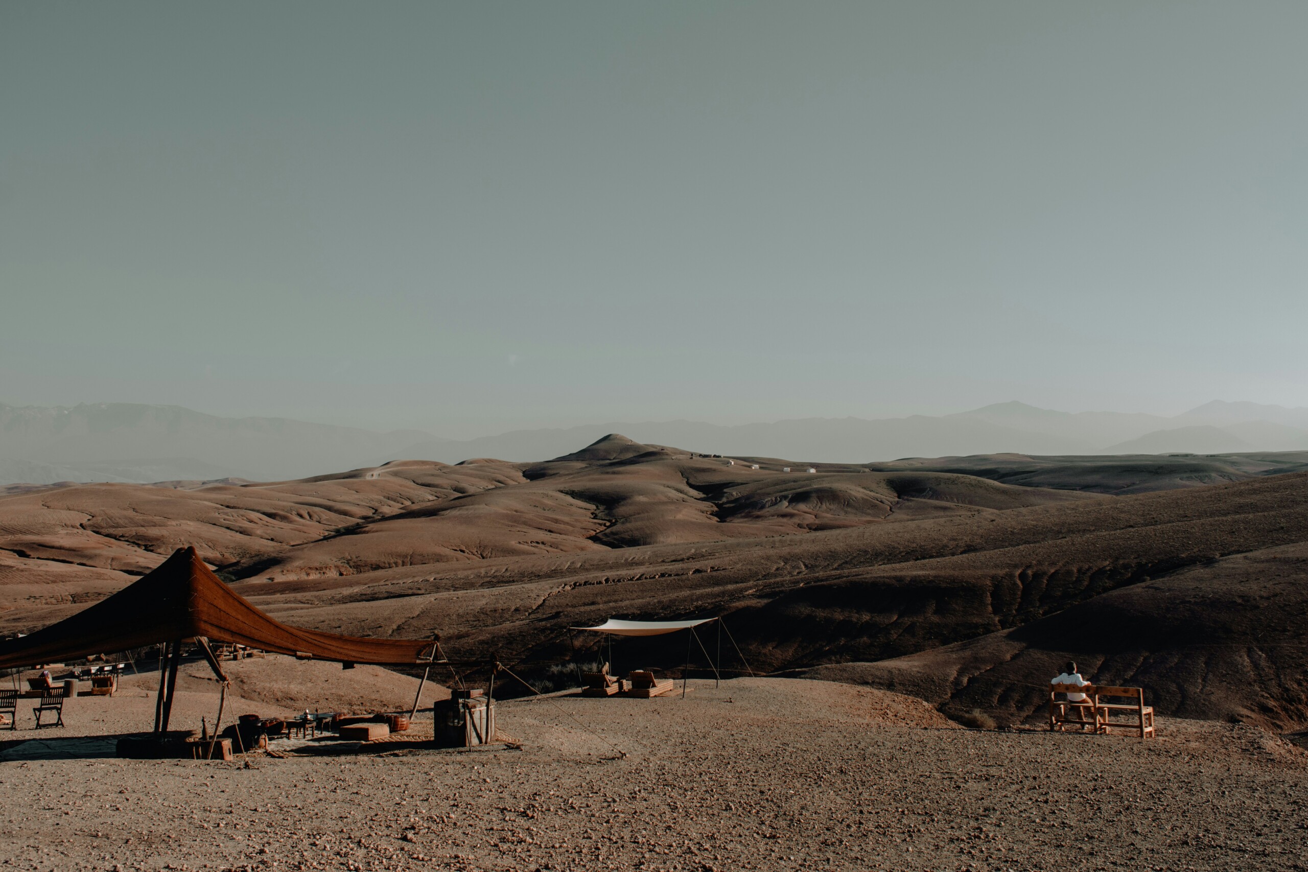 Golden desert dunes near Marrakech at dusk, Morocco
