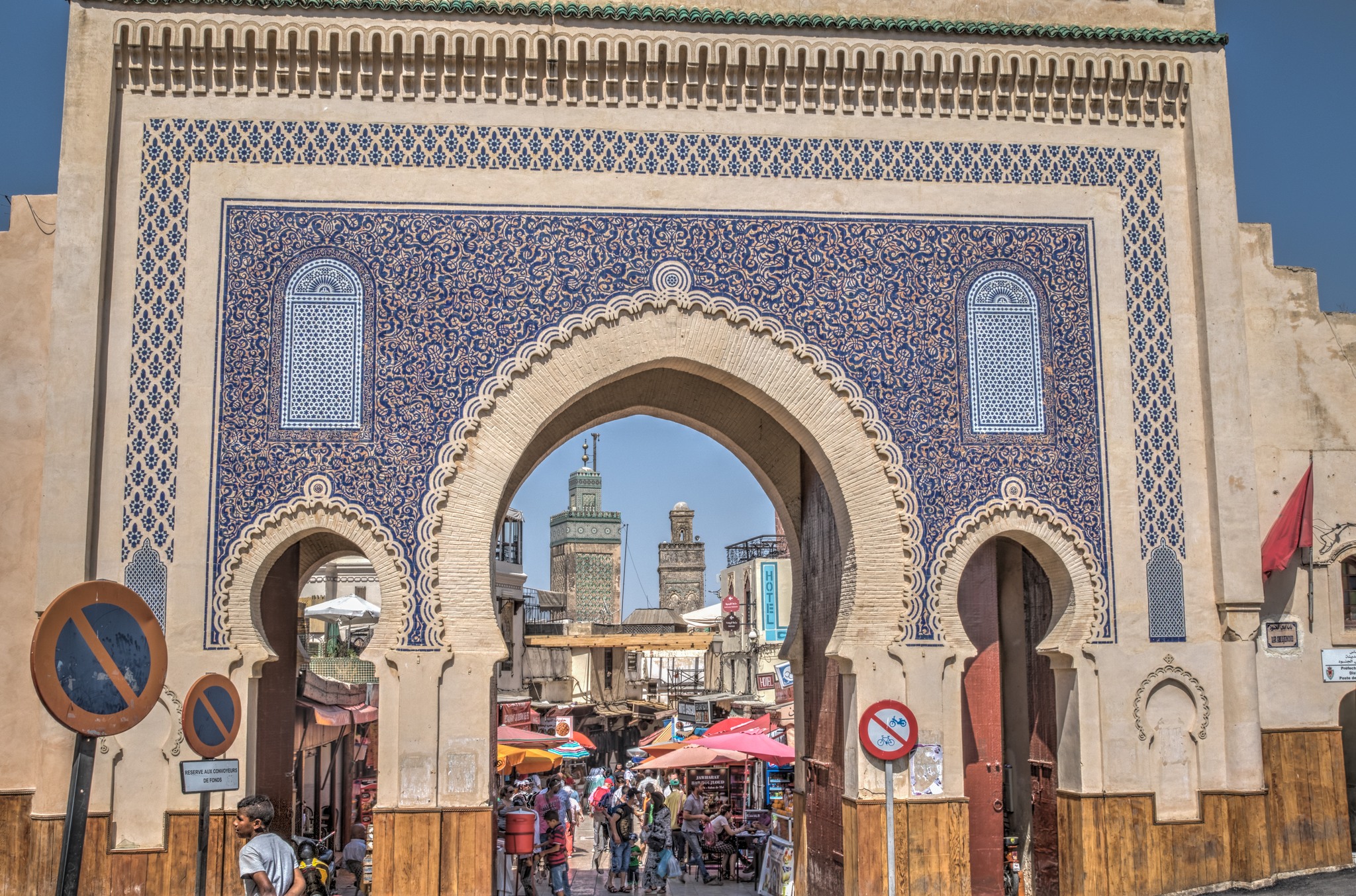 Colorful traditional tanneries in the medina of Fes, Morocco