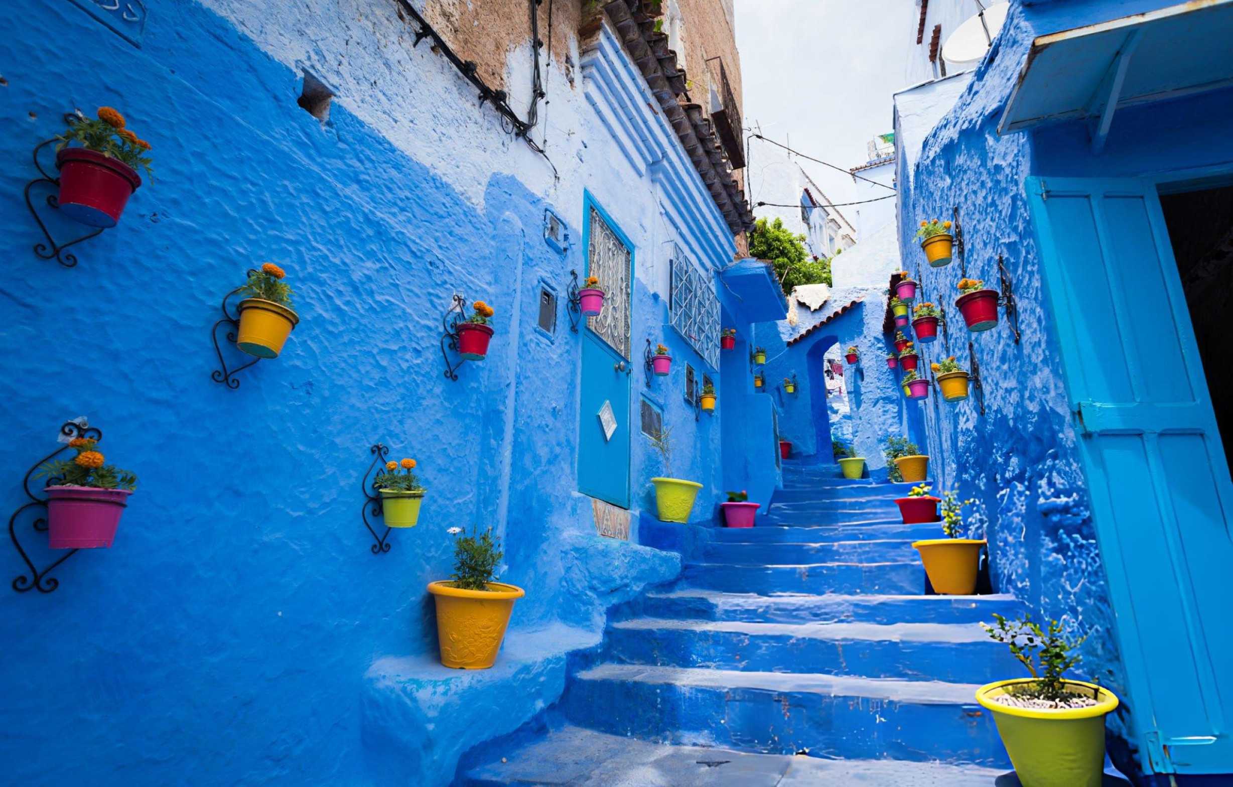 Blue alley in Chefchaouen, Morocco