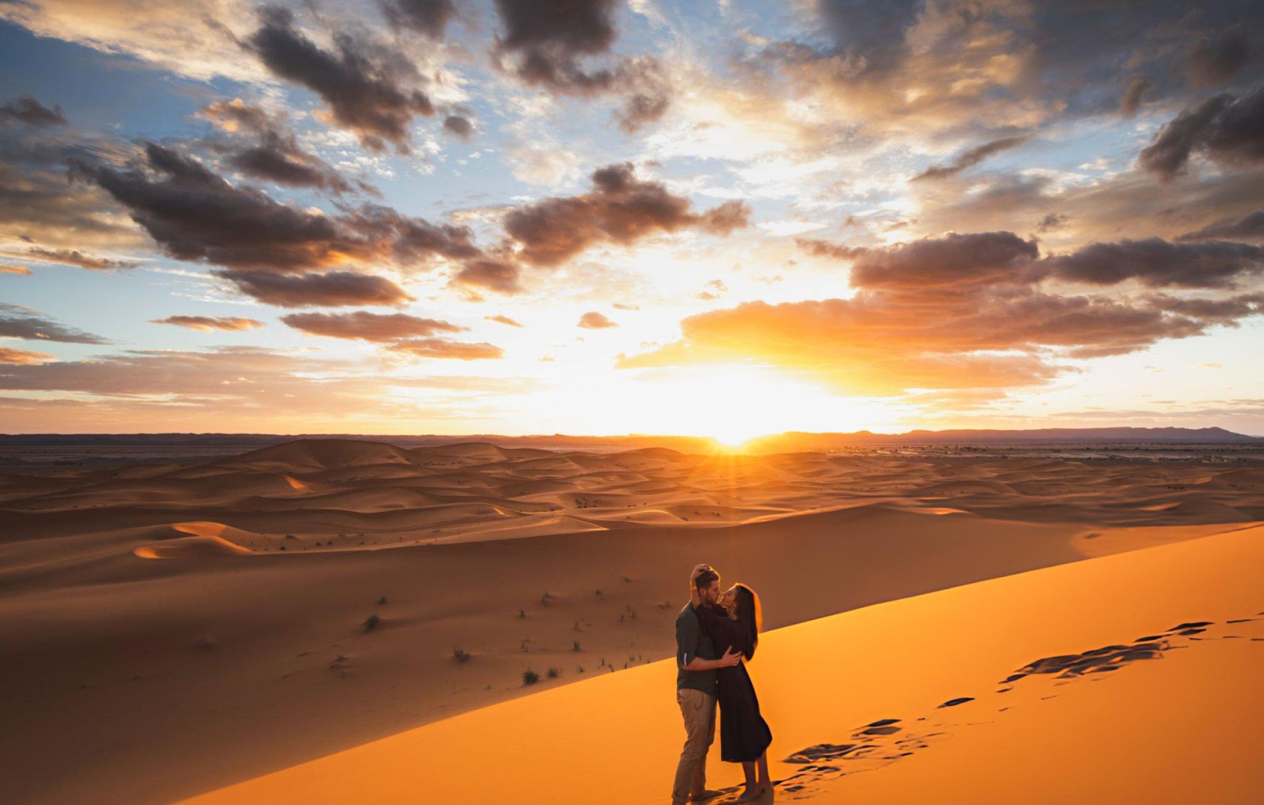 Romantic sunset, Merzouga, Morocco